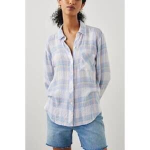 Rails Long Sleeve Brady Plaid Button Down Shirt Blue White Large